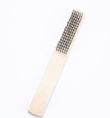 Heavy Duty Scratch Brush Stainless Steel Wire Brush For Cleaning Rust With Wooden Handle