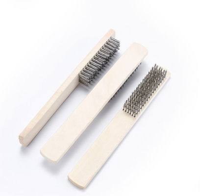 Heavy Duty Scratch Brush Stainless Steel Wire Brush For Cleaning Rust With Wooden Handle