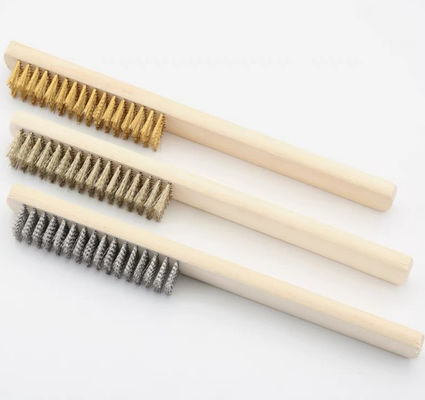 Heavy Duty Scratch Brush Stainless Steel Wire Brush For Cleaning Rust With Wooden Handle